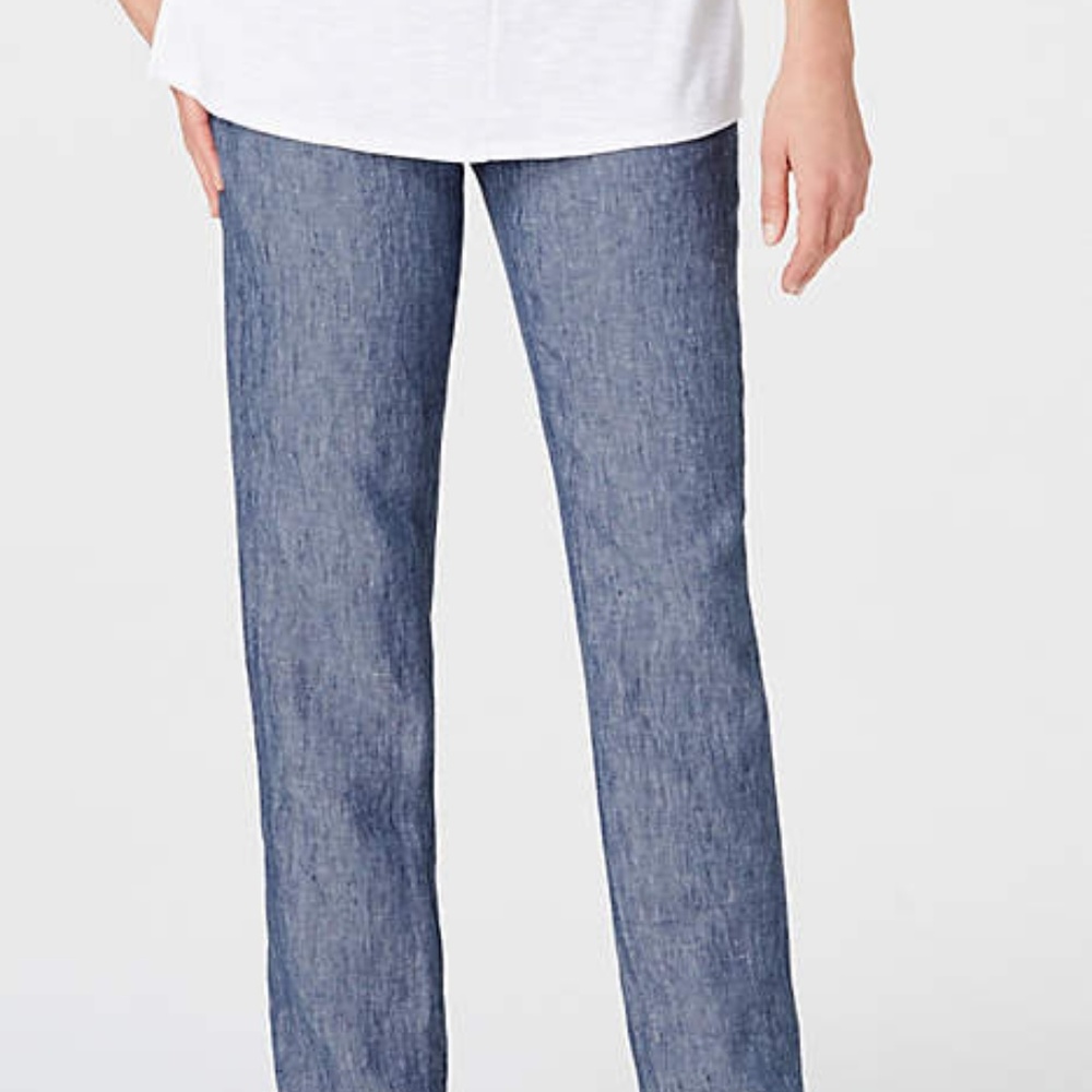 J. Jill Linen Ankle Pant XL Seaside/White